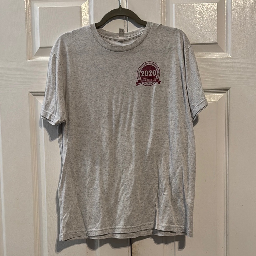 Next Level Apparel Goodbye Earl Light Gray Tee with Maroon Emblem